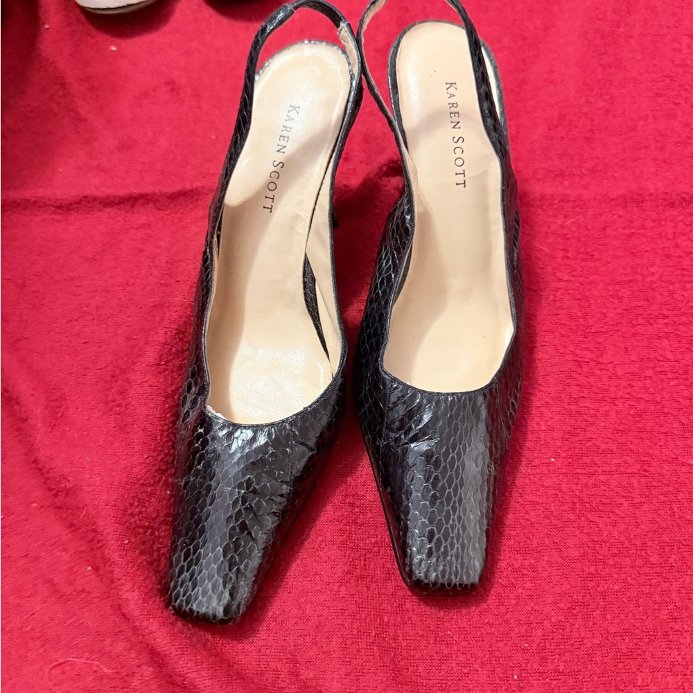 Karen Scott Textured Black Slingback Heels